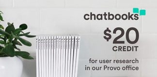 Get Chatbooks credit for a one-hour long user research group.